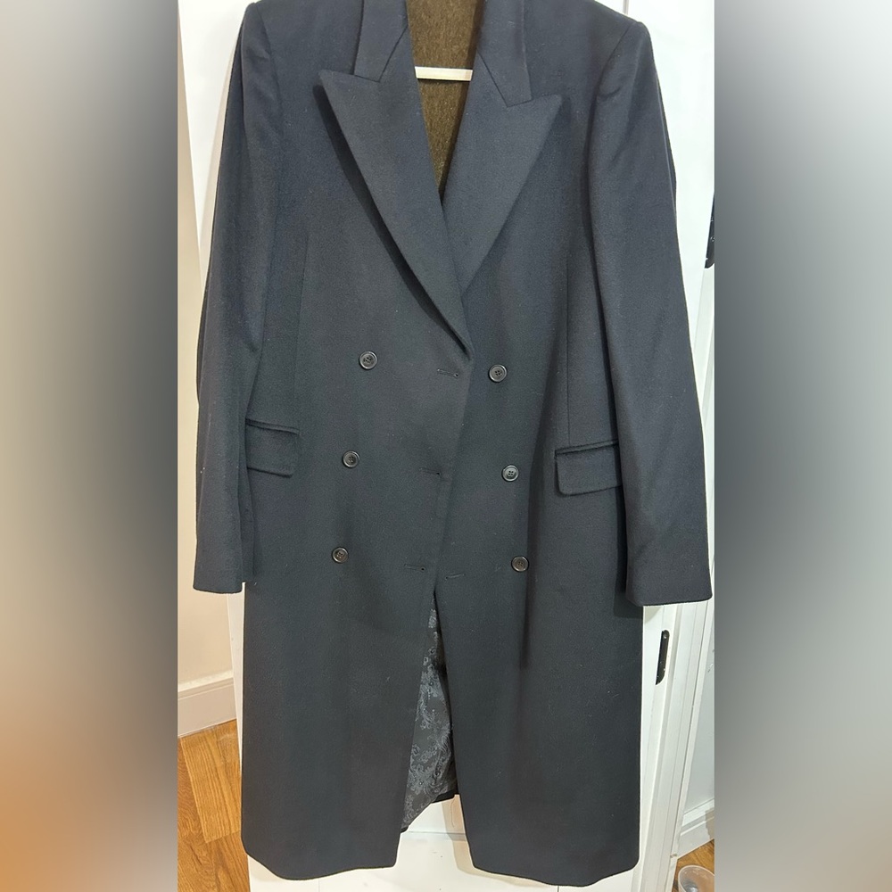 Men's Classic Black Double-Breasted Trench Coat